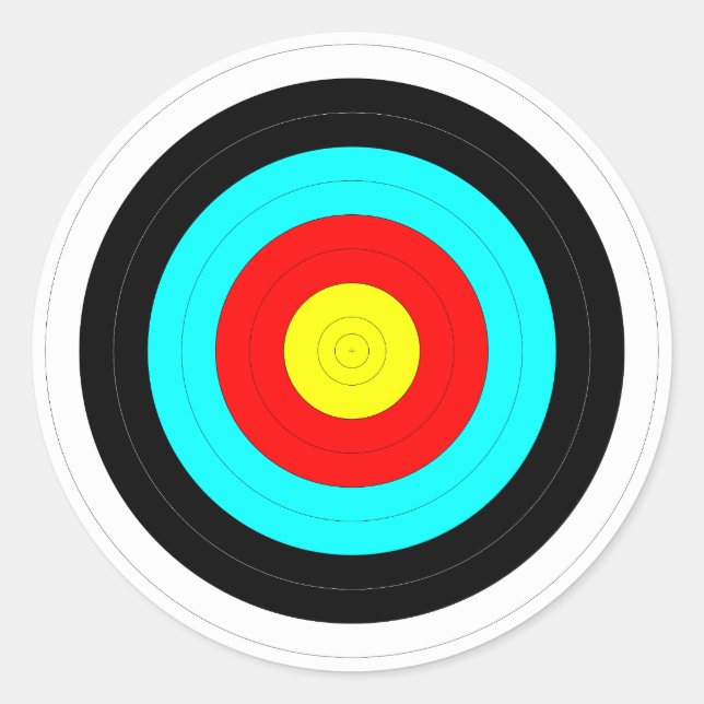 Pegatina Redonda Objetivo del Arco de Bullseye (Anverso)