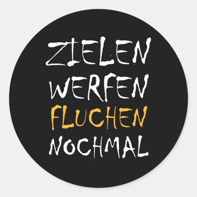 Pegatina Redonda Objetivo Lanzar maldición repetición Darts Dart Ba (Anverso)