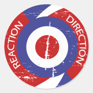Pegatina Redonda Objetivos de retro mod de dirección de reacción