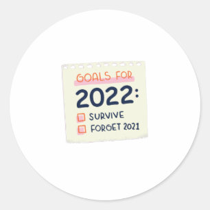 Pegatina Redonda Objetivos para 2022: Sobrevivir, olvidar 2021