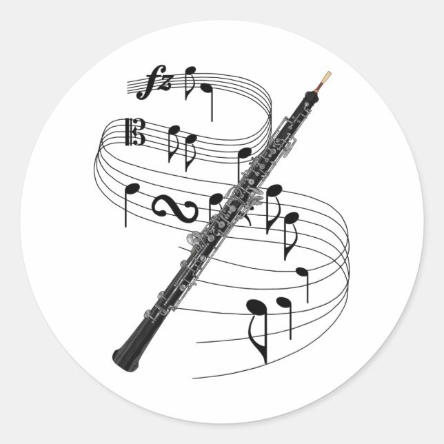 Pegatina Redonda Oboe (Anverso)