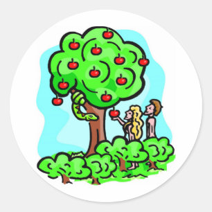 Pegatina Redonda Obra artística de Adam y Eve Christian