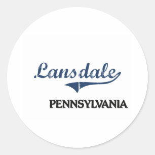 Pegatina Redonda Obra clásica de la ciudad de Lansdale Pennsylvani
