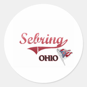 Pegatina Redonda Obra clásica de la ciudad de Sebring Ohio