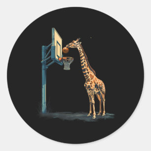 Pegatina Redonda Obra de arte de Sketner Giraffe Slam Dunk Hoop
