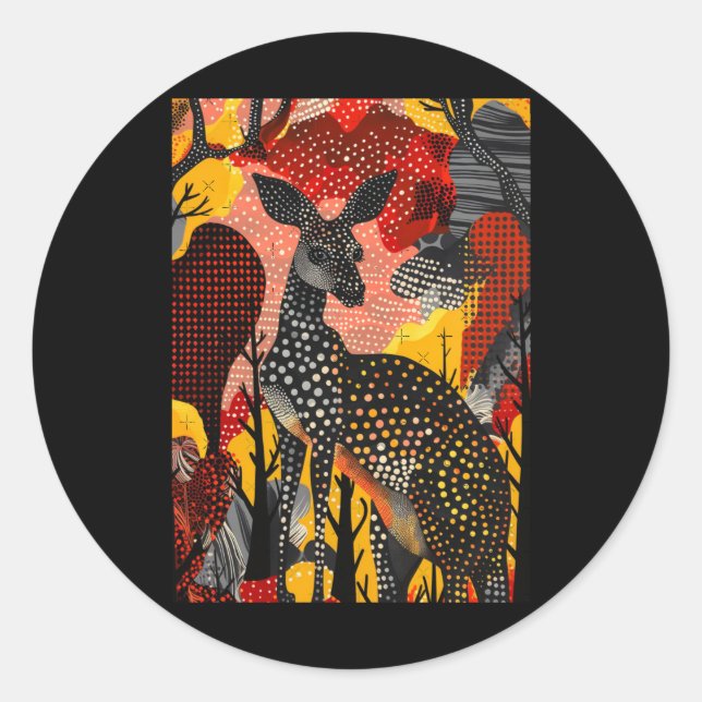 Pegatina Redonda Obra de arte en roo aborigen australiano canguro d (Anverso)