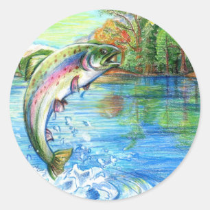 Pegatina Redonda Obra de arte ganadora de M. Yuan, grado 9