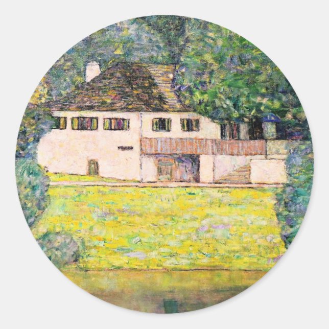 Pegatina Redonda Obra de arte Gustav Klimt - Litzlbergkeller, (Anverso)