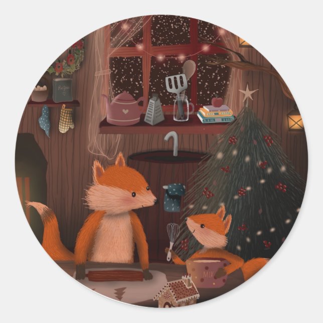 Pegatina Redonda Obra de arte original de "Woodland Warmth" de Tia (Anverso)