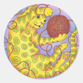 Pegatina Redonda Obras de teatro con hilo