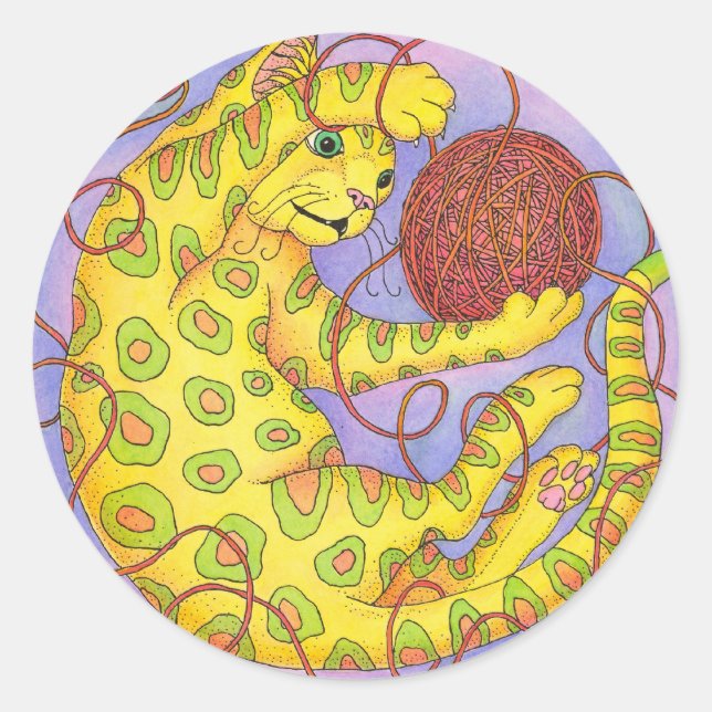 Pegatina Redonda Obras de teatro con hilo (Anverso)