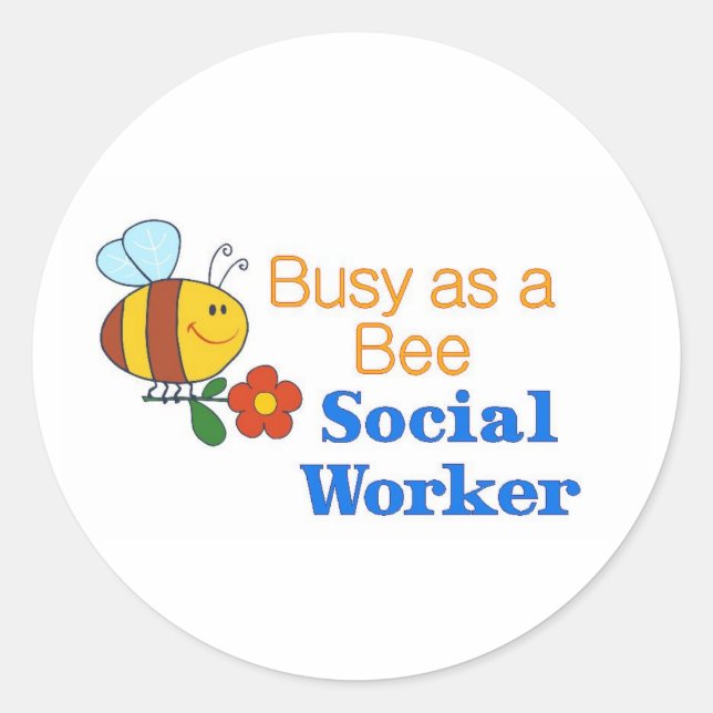 Pegatina Redonda Obrero social de Busy Bee (Anverso)