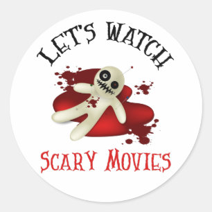 Pegatina Redonda Observemos películas aterradoras y películas de 