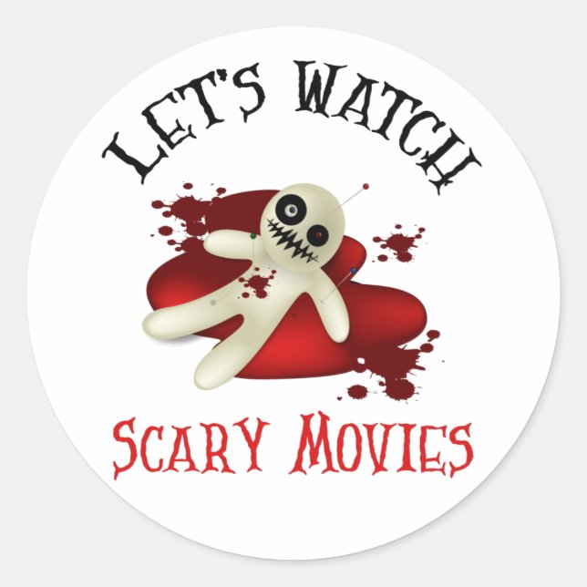 Pegatina Redonda Observemos películas aterradoras y películas de te (Anverso)