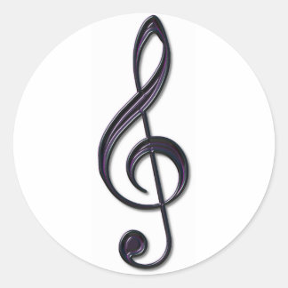 Pegatina Redonda Obsidian Glass Treble Clef