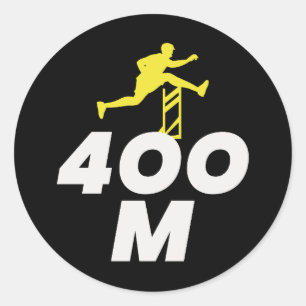 Pegatina Redonda Obstáculos que ataquen a los atletas de corredores