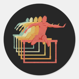 Pegatina Redonda Obstáculos que ataquen a los atletas de corredores