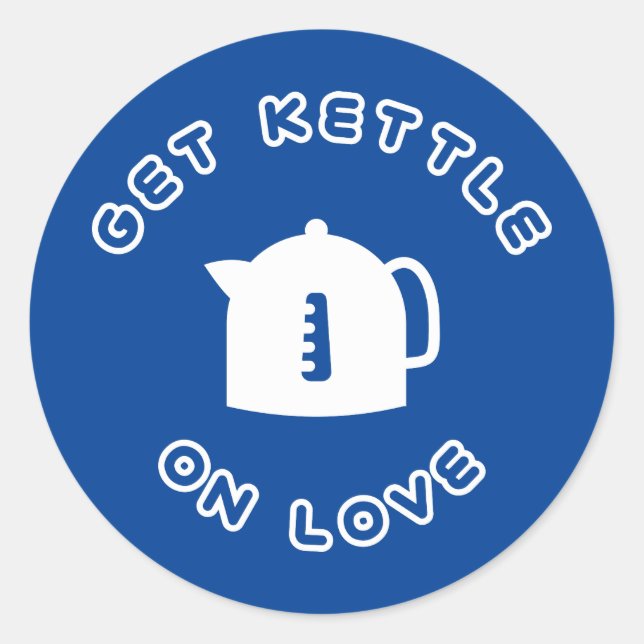 Pegatina Redonda Obtener Kettle En El Amor (Anverso)