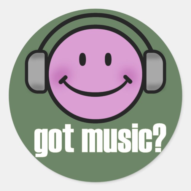 PEGATINA REDONDA OBTENER SONRISA MUSICAL (Anverso)