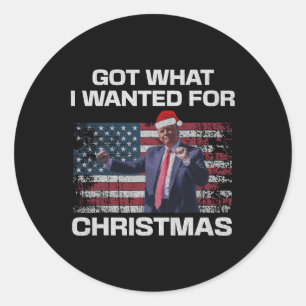 Pegatina Redonda Obtuve Lo Que Quería Para Los Navidades - Trump 20