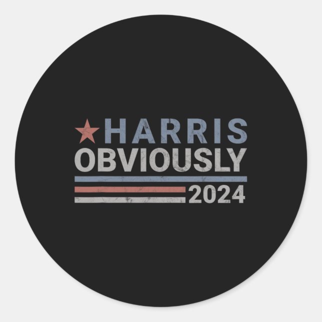 Pegatina Redonda Obviamente - Kamala 2024 (Anverso)