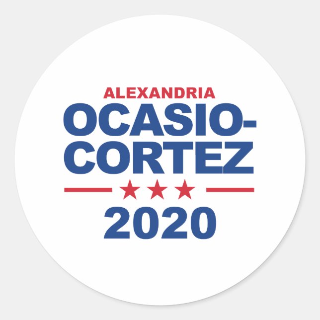 Pegatina Redonda Ocasio-Cortez 2020 (Anverso)