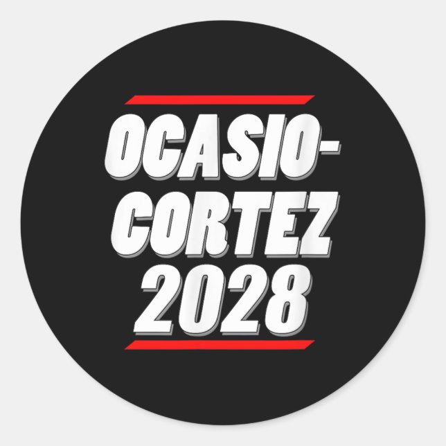 Pegatina Redonda Ocasio-cortez 2028 - ¡Aoc para presidente! (Anverso)