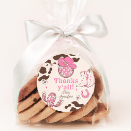 Pegatina Redonda Occidente Primer Rodeo chica rosa Gracias por su c