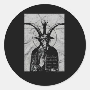 Pegatina Redonda Occult Baphomet Gótico Grunge Satan Devil Black Lu