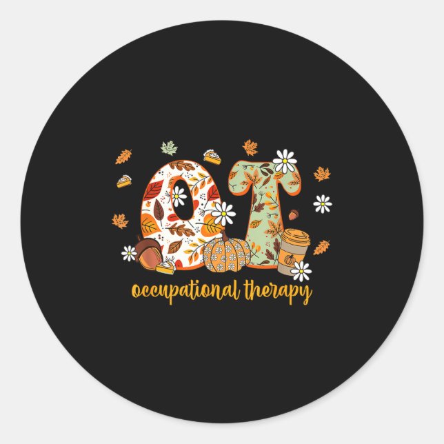 Pegatina Redonda Occupational Therapy Fall Ot Ota Autumn Thanksgivi (Anverso)