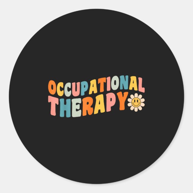 Pegatina Redonda Occupational Therapy Groovy Occupational Therast O (Anverso)