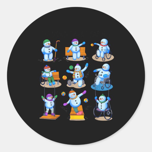 Pegatina Redonda Occupational Therapy Ot Christmas Funny Snowman Xm (Anverso)