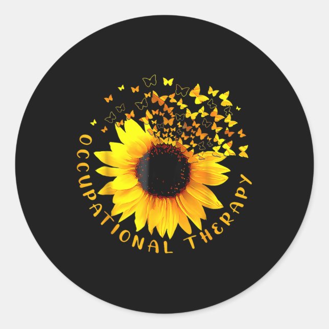 Pegatina Redonda Occupational Therapy Sunflower Ot Therapist Istant (Anverso)