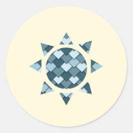 Pegatina Redonda Ocean Blue Square y Diamond Sun