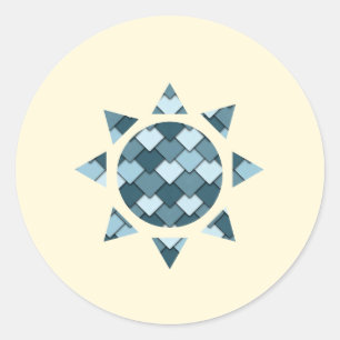Pegatina Redonda Ocean Blue Square y Diamond Sun