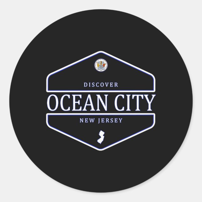 Pegatina Redonda Ocean City New Jersey Ocean City Nj (Anverso)