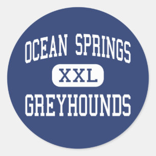 Pegatina Redonda Ocean Springs - Greyhounds - High - Ocean Springs