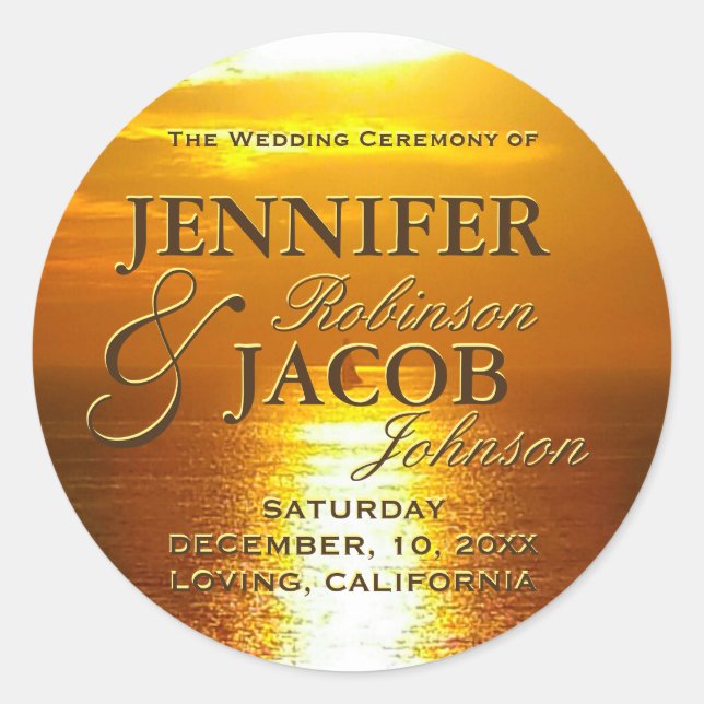 Pegatina Redonda Ocean Sunset (Anverso)