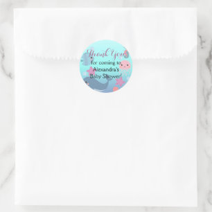 Pegatina Redonda Ocean Under the Sea Baby Shower Gracias