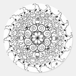 Pegatina Redonda Ocean waves zen mandala