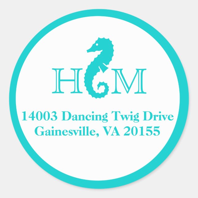 Pegatina Redonda Océano caballito marino pequeño (Anverso)