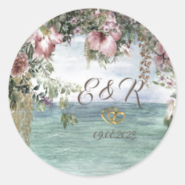 Pegatina Redonda Océano de las flores de moda