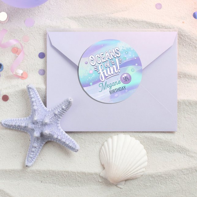Pegatina Redonda Océanos divertidos y personalizados ID de cumpleañ (Subido por el creador)