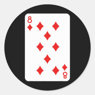 Pegatina Redonda Ocho Diamantes Jugando Cartas Vestidos De Hallowee