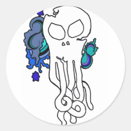 Pegatina Redonda Octo skull blue