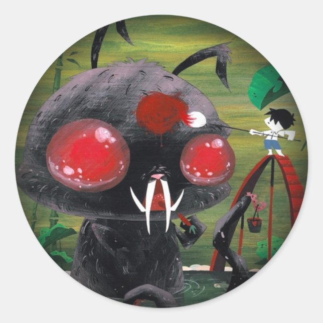 Pegatina Redonda Octobunny - De moda a negro (Anverso)