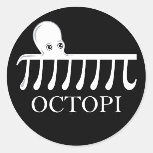 Pegatina Redonda Octopi - Graciosa Matemática del pulpo Pi