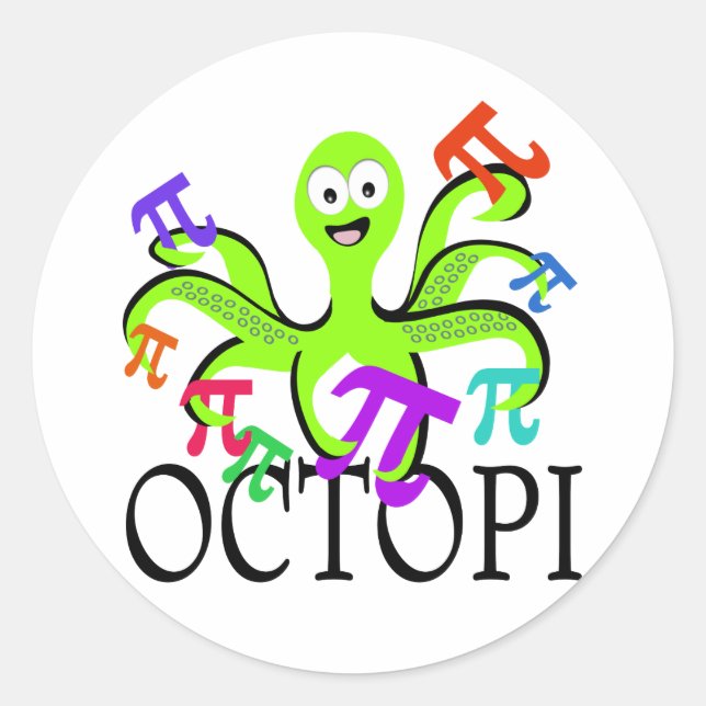 Pegatina Redonda Octopi Pi Day (Anverso)