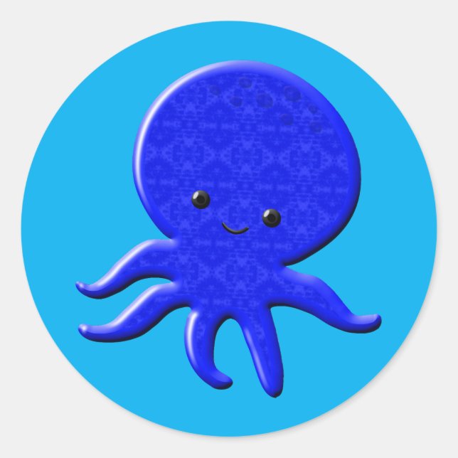 Pegatina Redonda Octopus azul lindo (Anverso)
