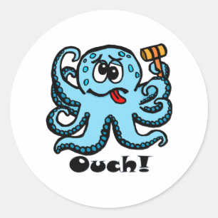 Pegatina Redonda Octopus bonk, ouch